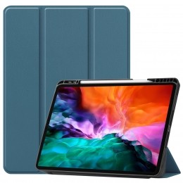 iPadHoesvoorAppleiPadPro2021HoesCover-129inch-Tri-FoldBookCase-ApplePencilHouder-MarineBlauw