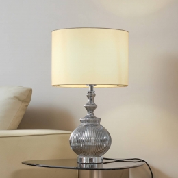 LindbytafellampLorainewitgrijsglas33cmE27
