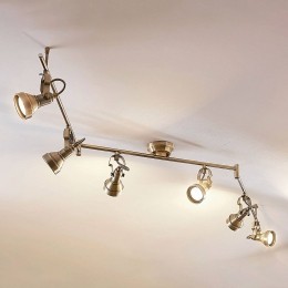 LindbyplafondlampPerseas180cm6-lampsantiekmessingGU10