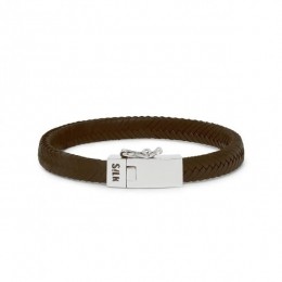Silk155BRN20-Bruinelederenarmband
