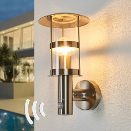 LindbybuitenwandlampNoemisensorgrijsroestvrijstaal34cm