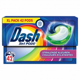 4xDashWasmiddelcapsules3in1PodsStralendeKleuren42stuks