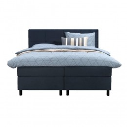 LeenBakker-BoxspringLivGeblokt-160x200Cm-RondePoot-StofVelvet-Blauw