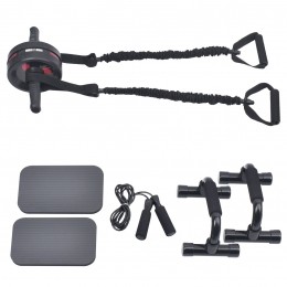 AbWheelSet-BuikspierrollermetPush-UpHandgrepenWeerstandsbandenSpringtouw-InclusiefKniebeschermingsmat-CoreKrachttraining-GorillaSports
