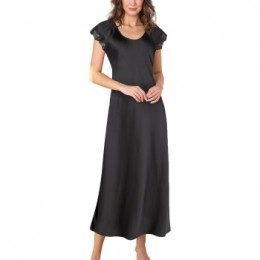 LadyAvenuePureSilkShortsleeveLongNightdressActie