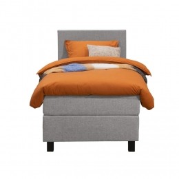 LeenBakker-BoxspringLivEgaal-Licht-90x200Cm-VierkantePoot-Stof-Grijs