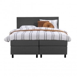 LeenBakker-BoxspringLivEgaal-Antraciet-160x200Cm-RondePoot-Stof-Grijs