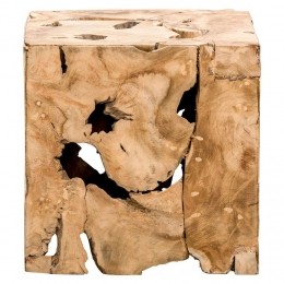 LeenBakker-DecoratiefBlokNaturelTeakLuuk-37x37x37Cm-Teakhout-Bruin