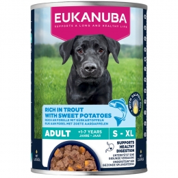 6xEukanubaLifeCareDogHondenvoerNatAdultTroutSweetPotaties400gr