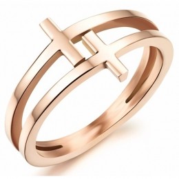 DamesringRosegoudStaalDoubleCross-18mm