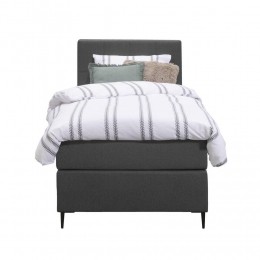 LeenBakker-BoxspringLivGeblokt-Antraciet-90x200Cm-SlankePoot-Stof-Grijs