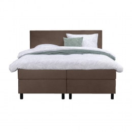 LeenBakker-BoxspringLivEgaal-180x200Cm-RondePoot-StofVelvet-Bruin
