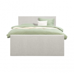 LeenBakker-BoxspringMetVoetbordLivEgaal-Ecru-160x200Cm-VierkantePoot-Stof-Crme