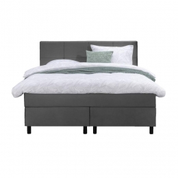 LeenBakker-BoxspringLivGeblokt-140x200Cm-RondePoot-StofVelvet-Grijs