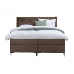 LeenBakker-BoxspringLivGeruit-160x200Cm-SlankePoot-StofVelvet-Bruin