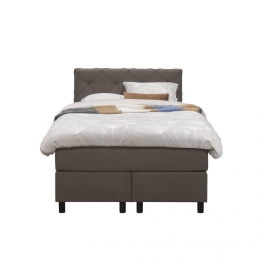 LeenBakker-BoxspringLivGeruit-Donker-120x200Cm-RondePoot-Stof-Bruin