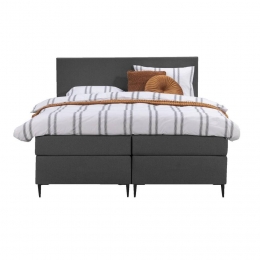 LeenBakker-BoxspringLivEgaal-Antraciet-160x200Cm-SlankePoot-Stof-Grijs