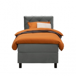 LeenBakker-BoxspringLivGeruit-90x200Cm-VierkantePoot-StofVelvet-Grijs
