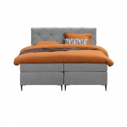 LeenBakker-BoxspringLivGeruit-Licht-160x200Cm-SlankePoot-Stof-Grijs