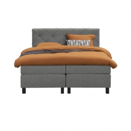 LeenBakker-BoxspringLivGeruit-Licht-180x200Cm-VierkantePoot-Stof-Grijs