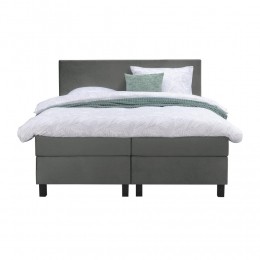 LeenBakker-BoxspringLivEgaal-160x200Cm-VierkantePoot-StofVelvet-Grijs