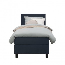 LeenBakker-BoxspringLivEgaal-90x200Cm-VierkantePoot-StofVelvet-Blauw