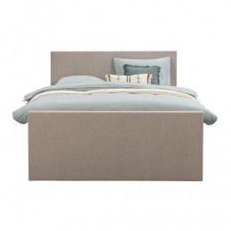 LeenBakker-BoxspringMetVoetbordLivEgaal-180x200Cm-RondePoot-Stof-Beige