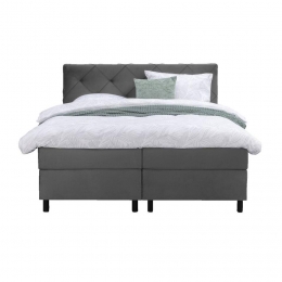 LeenBakker-BoxspringLivGeruit-180x200Cm-RondePoot-StofVelvet-Grijs