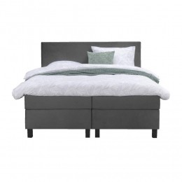 LeenBakker-BoxspringLivEgaal-180x200Cm-VierkantePoot-StofVelvet-Grijs