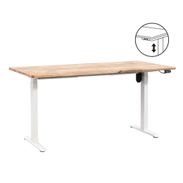 LeenBakker-BureauHomeworxZitstaElektrischVerstelbaar-Mangohoutwit-75118x160x80Cm-HoutMangohout-Bruin