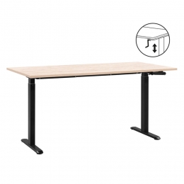 LeenBakker-BureauHomeworxZitstaHandmatigVerstelbaar-Eikenkleurzwart-75118x160x80Cm-MetaalHout-Beige
