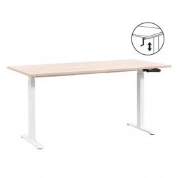 LeenBakker-BureauHomeworxZitstaHandmatigVerstelbaar-Eikenkleurwit-75118x160x80Cm-MetaalHout-Bruin