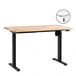 LeenBakker-BureauHomeworxZitstaElektrischVerstelbaar-Mangohoutzwart-75118x120x70Cm-MangohoutHout-Bruin