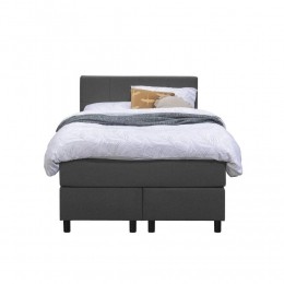 LeenBakker-BoxspringLivGeblokt-Antraciet-120x200Cm-RondePoot-Stof-Grijs