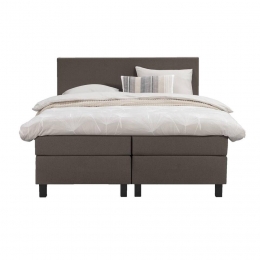LeenBakker-BoxspringLivEgaal-Donker-180x200Cm-VierkantePoot-Stof-Bruin