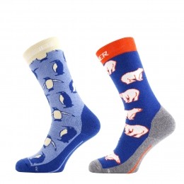 SnowAnimalSkisokkenJuniorDubbelverpakking-Lichtblauwblauw