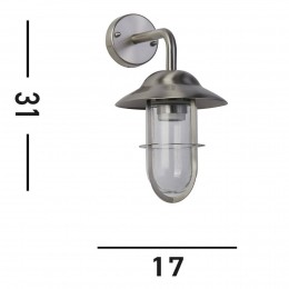 SearchlightBuitenwandlampTorontoIP44zilverstaalglasE27