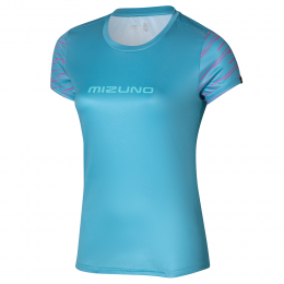 MizunoAthleticsGraphicTeeMauiBlauwDamesMaatXS