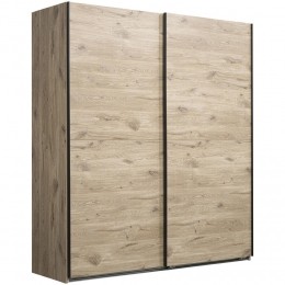 LeenBakker-SchuifdeurkastDex-Eikenkleur-198x180x64Cm-Spaanplaat-BruinBeige