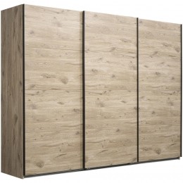LeenBakker-SchuifdeurkastDexXL-Eikenkleur-208x270x65Cm-Spaanplaat-BruinBeige