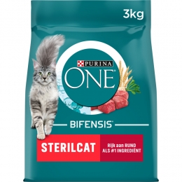PurinaONEKattenvoerDroogSterilcatRund-Tarwe3kg