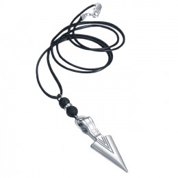 HerenkettingWaxkoordVikingArrowZilverkleurig