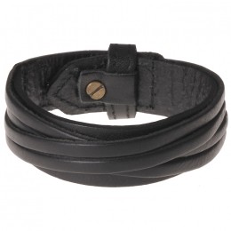 Zwartelerenarmbandmetgesnedenleer