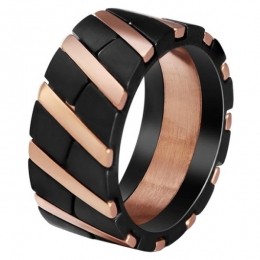 EdelstaalherenringDiagonalStripeBlackRose-20mm