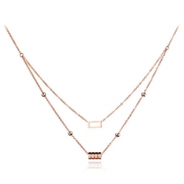 CillaJewelsdameschokerEdelstaalCylinderSquareRose