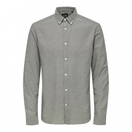 OnlySonsTarSlimLongSleeveMelangeButtonDownShirt