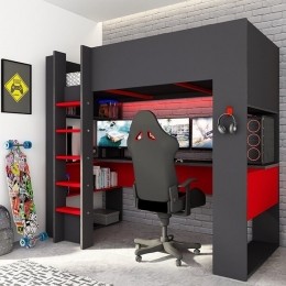 HoogslaperTheCubeGamingbed-AntracietmetRood