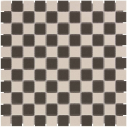 MozaekLondon30x30cmOnverglaasdPorseleinMatAntislipEnWitEnZwartDambordMixTheMosaicFactory