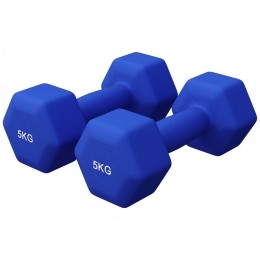 VinylHalterset2x5kg-Neopreen-Antislip-Ergonomisch-Blauw-GorillaSports