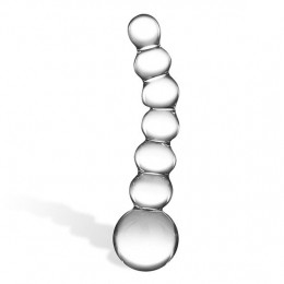 GlasCurvedGlassBeadedDildo12cm